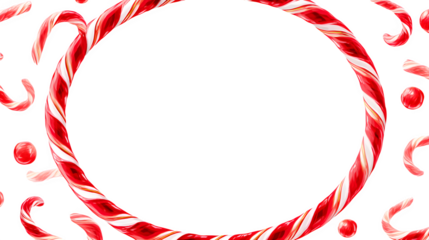 Red and white candy cane circle frame background