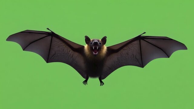 A bat with its wings spread wide open and its mouth open on a green screen background image bat green screen video