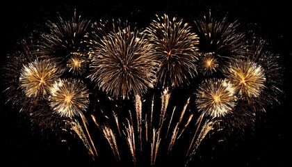 Beautiful illustration of colorful fireworks on plain black background. Colorful Fireworks in black sky background for New Year celebration concept.