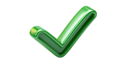 Green checkmark with brush stroke texture, hand-drawn style approval symbol with artistic flair, isolated on a transparent background