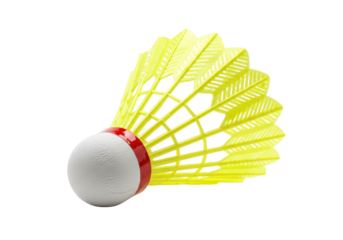 Isolated close up view of a yellow shuttlecock, badminton equipment for sports training