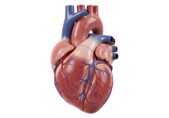 Isolated realistic anatomical 3D render of a human heart, a vital organ for medicine and anatomy