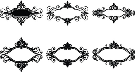 Vector art of collection of decorative ornate frames for design