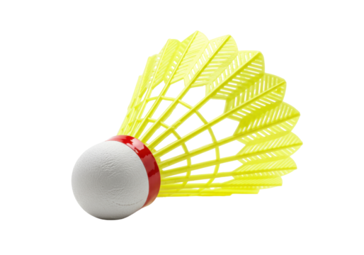 Isolated close up view of a yellow shuttlecock, badminton equipment for sports training