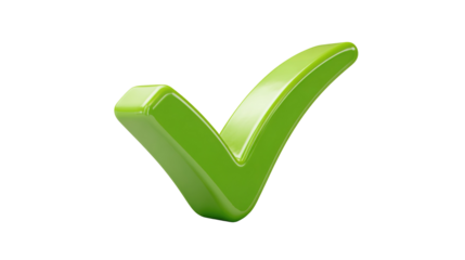Green checkmark with brush stroke texture, hand-drawn style approval symbol with artistic flair, isolated on a transparent background