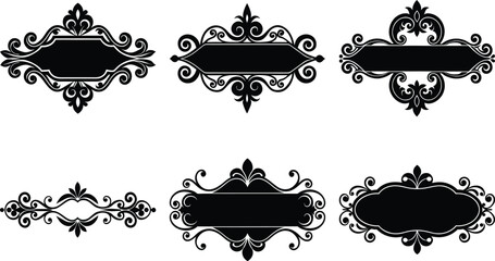 Vector art of ornate black frames for decorative purposes