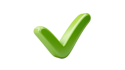 Green checkmark with brush stroke texture, hand-drawn style approval symbol with artistic flair, isolated on a transparent background