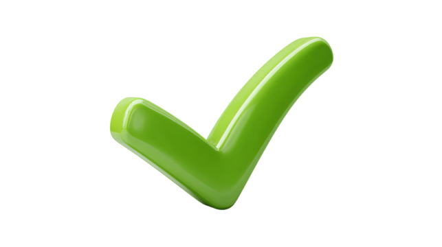 Green check mark inside open circle outline, flat PNG with transparent background for confirmation, verification, and approval tasks