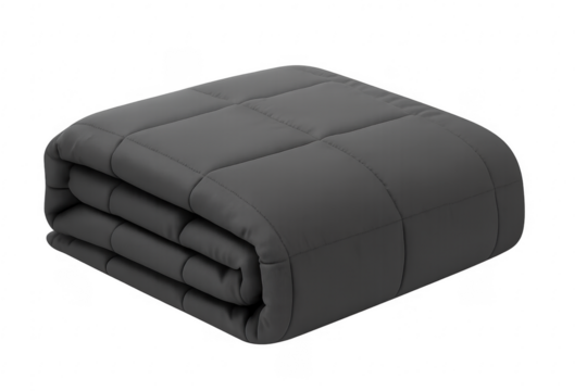 Folded gray weighted blanket creating comfort and sleep