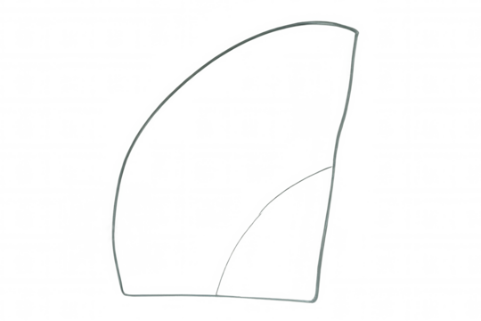 Outline of an automotive vehicle side window transparent glass pane for design and replacement concept