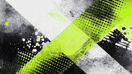 蛍光の緑色と黒のグリッチ・グランジの抽象的背景（テクノロジー・ストリート・ノイズ）	