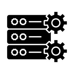 Editable; Premium Quality Adobe Illustrator Artwork; Silhouette Design - Database Configuration and Management with Gears Representing Settings and Optimization