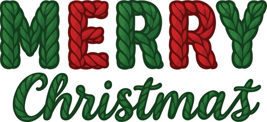 “Knitted Merry Christmas Typography Design”