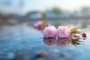 水に浮かんだ桜のイメージ