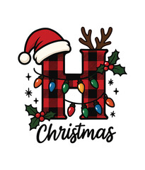 “Christmas Plaid Letter H Design