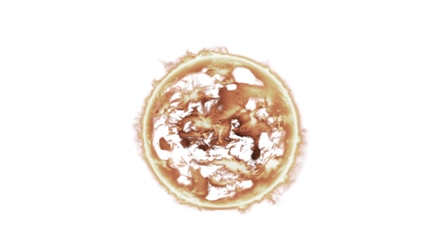 Fiery orb , a captivating sphere of intense heat and light isolated on solid background