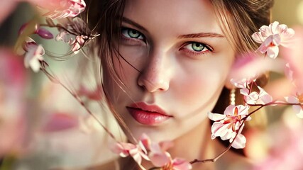 Enchanting gaze amidst blossoms: serenity and beauty in nature