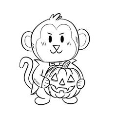 Monkey Vampire – Halloween Line Art Illustration
