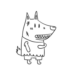 Werewolf – Cute Halloween Line Art Illustration