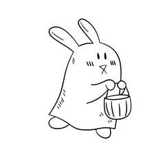 Bunny Ghost – Cute Halloween Line Art Illustration