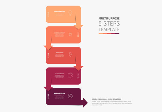 Multipurpose 5 Steps Template Infographic Template with Warm Colors