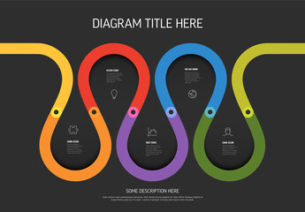 Timeline Infographic Design with Colorful Looping Diagram on Dark Background