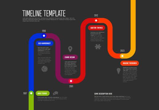 Colorful Timeline Template on Dark Background