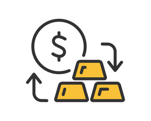 Dollar and Gold Exchange Icon – Investment and Finance Vector Illustration
