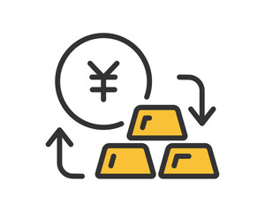 金と円の交換アイコン（金価格・為替・投資・金融・資産運用のベクターイラスト）| ベクター素材 編集可能
