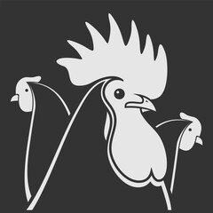 Rooster Head Illustration – Minimalist Chicken Vector Design