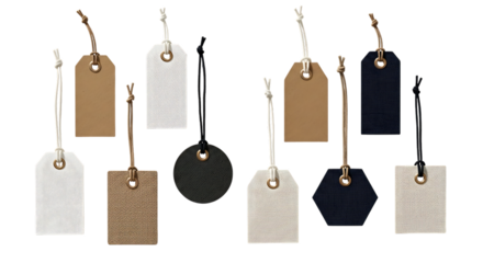 Assortment of hanging blank gift tags and price labels