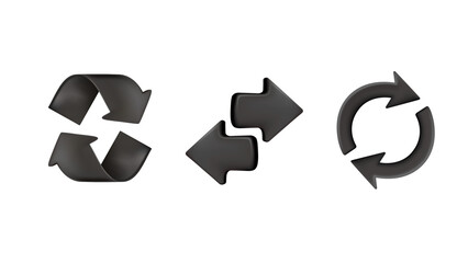 Transfer, swap, exchange, spin, flip concept. Data exchange. Circular arrow 3D render vector icon isolated on white background modern vector illustration