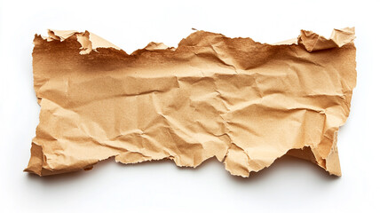 Fototapeta premium Torn kraft notebook paper isolated on a white background