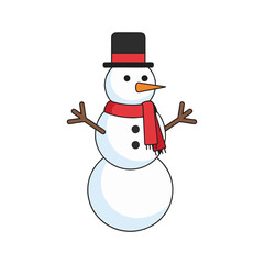solid color vector of snowman minimal flat icon, no background shape