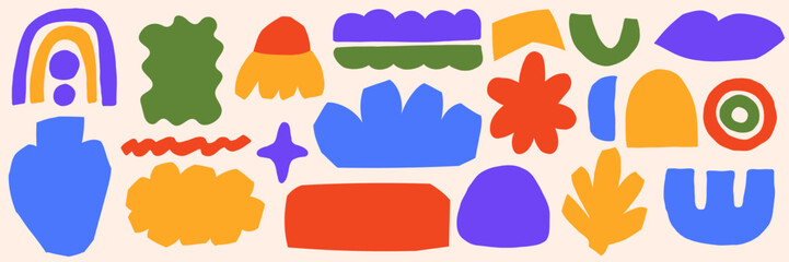 Naive collage shapes. Set Abstract colorful elements