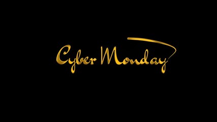 Shiny golden “Cyber Monday” lettering on a dark black background. Elegant 3D typography design with metallic glow, perfect for online sale promotions and digital marketing visuals. - Powered by Adobe