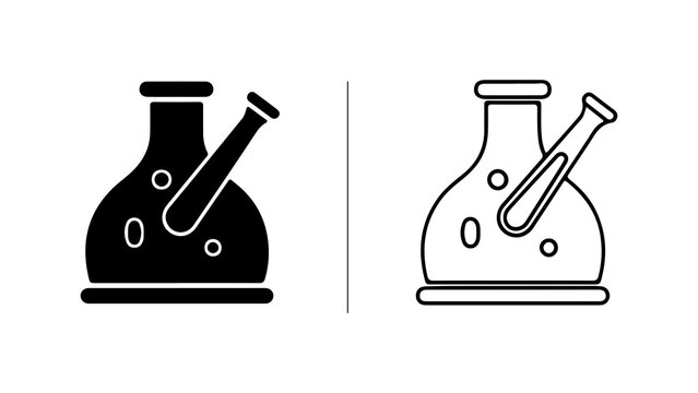 Laboratory Glassware Icons Set Solid And Outline Style
