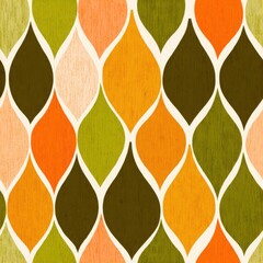 Vibrant Retro Pattern with Organic Shapes and Earthy Tones in Seamless Design.