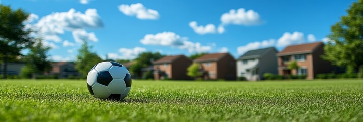 Dynamic Soccer Ball in Motion on a Lush Green Field, Celebrating the Joy of Outdoor Sports Fun