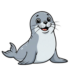 Obraz premium Cute cartoon seal isolated on transparent background
