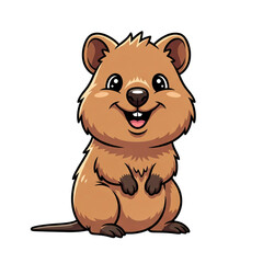 Fototapeta premium Cute cartoon quokka smiling, isolated on transparent background