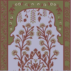 Mughal art motifs, vintage floral background