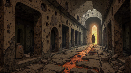 Mysterious Abandoned Building with Broken Architecture