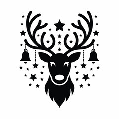 Majestic reindeer silhouette vector illustration festive christmas decoration scalable eps icon vector illustration white background