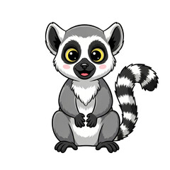 Obraz premium Cute ringtailed lemur cartoon character isolated on transparent background