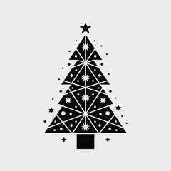 Minimalist black silhouette christmas tree illustration vector graphic scalable eps icon for festive design vector illustration white background