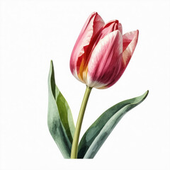 Naklejka premium a beautiful spring flower, a tulip. Happy Easter. watercolor drawing. artificial intelligence generator, AI, neural network image. background for the design