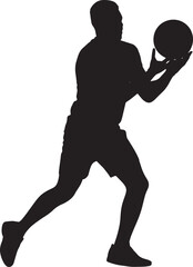 Basketball Player Silhouette in Action Skillful Athletic Movement Ball Game Sportsman Posing Isolated