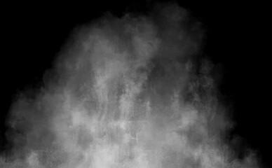 Realistic white smoke texture background floating against a black backdrop