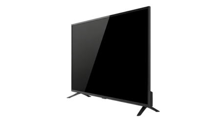 Black LED tv television screen blank isolated on white background